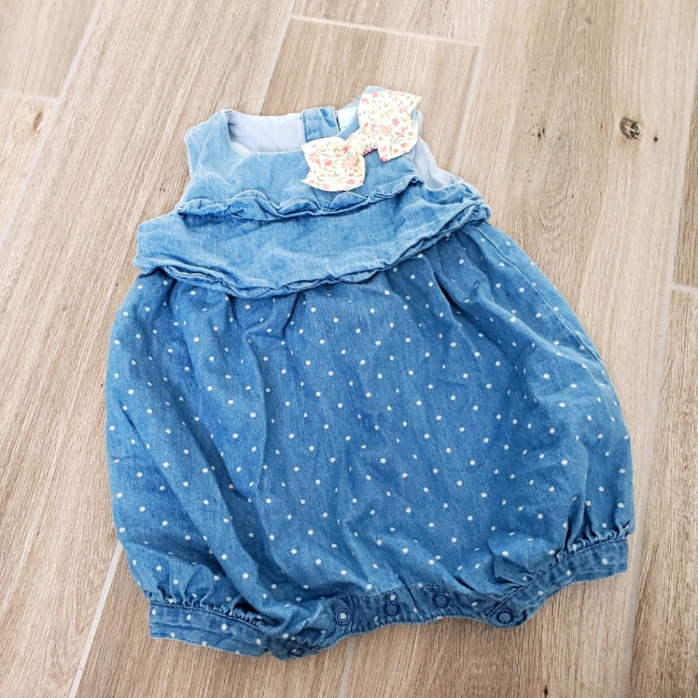 Chelsea's Corner jeans onsie with floral bow